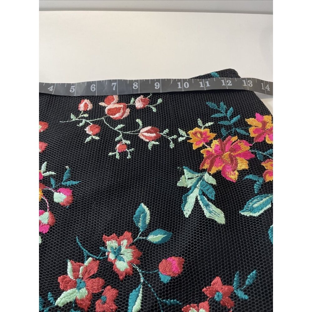 Top Shop Floral Embroidery Black Mini Skirt Mesh Layered Scalloped BOHO Size 2 - Picture 14 of 16